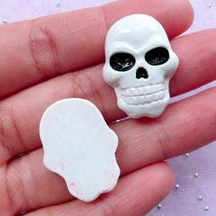 Decoden Skull Cabochons | Creepy Phone Case Decoration | Halloween Supplies (2 pcs / 19mm x 26mm)