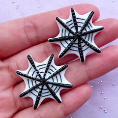 Spider Web Cabochons | Creepy Decoden Phone Case Deco | Halloween Party Decoration (2 pcs / 31mm x 31mm)