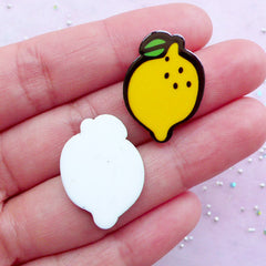 Lemon Acrylic Cabochons | Flat Back Fruit Cabochon | Decora Kei Accessories DIY | Hair Bow Center Supplies (3pcs / 17mm x 23mm)