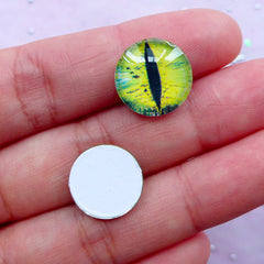 Snake Eye Picture Dome Cabochon | Dragon Eye Photo Cabochon | Round Reptile Eye Image Cabochon (4pcs / 14mm / Flat Back)