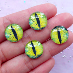Snake Eye Picture Dome Cabochon | Dragon Eye Photo Cabochon | Round Reptile Eye Image Cabochon (4pcs / 14mm / Flat Back)