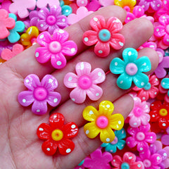 Kawaii Flower Cabochons | Colorful Floral Cabochon | Cute Hair Bow Center | Baby Shower Decoration (4 pcs by Random / 21mm)