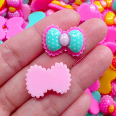 Polka Dot Bow Cabochon | Colorful Resin Bows | Kawaii Decoden Phone Case DIY (4 pcs by Random / 22mm x 16mm)