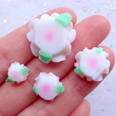 Fimo Flower Cabochon | Polymer Clay Decoden Pieces | Shabby Chic Scrapbooking | Floral Phone Case Deco | Spring Embellishments (4pcs / White / 9mm, 13mm, 16mm & 21mm)