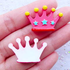 CLEARANCE Pink Crown Cabochon | Kawaii Decoden Phone Case | Princess Baby Girl Shower Decoration | Fairytale Party Supplies | Resin Embellishments (2 pcs / 28mm x 19mm / Flat Back)