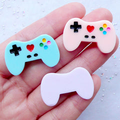 Kawaii Pastel Geek Cabochons | PS Game Controller Cabochons | Video Game Phone Case | TV Gamer Decoden Pieces | Geekery Embellishments (3pcs / Mix / 29mm x 18mm / Flat Back)