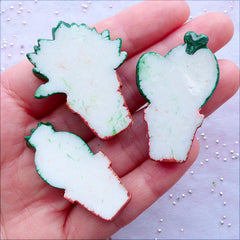 Cactus Cabochon Set | Resin Plant Cabochons | Garden Decor | Fridge Magnet Making | Scrapbook Embellishments | Home Decoration (6 pcs / Assorted Mix / Flat Back)