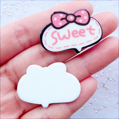Sweet Bubble Speech Acrylic Cabochons | Word Cabochon | Kawaii Acrylic Flatback | Decoden Pieces | Cell Phone Deco | Card Making | Cute Planner Paper Clips DIY (2 pcs / 33mm x 23mm / Flat Back)
