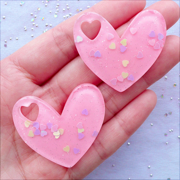 Cute Resin Heart Charms for Jewelry Making, Pastel Heart Charms for Necklace,  Bracelet, Kawaii Charms 
