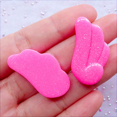 CLEARANCE Glittery Angel Wing Cabochons | Kawaii Jewelry Making | Decoden Pieces | Resin Angel Wings | Magical Girl Phone Case | Whimsical Embellishments (2 pcs / Dark Pink / 17mm x 31mm / Flat Back)