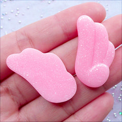 CLEARANCE Pastel Angel Wings Cabochons with Shimmer Glitter | Glittery Angel Wing Embellishment | Fairykei Jewelry | Sweet Lolita Decoden | Kawaii Pastel Kei Phone Case (2 pcs / Light Pink / 17mm x 31mm / Flat Back)