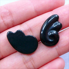 Black Angel Wing Cabochons | Fallen Angel Wings Flatback | Kawaii Goth Cabochons | Gothic Lolita Jewellery Making | Resin Decoden Pieces | Earrings DIY (2pcs / Black / 12mm x 20mm / Flat Back)