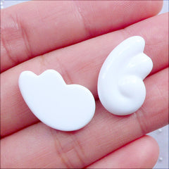 Small Angel Wing Cabochons | White Angel Wings Resin Flatback | Kawaii Decoden Cabochons | Magical Girl Jewelry Making | Mahou Kei Angel Wing Earrings DIY (2pcs / White / 12mm x 20mm / Flat Back)