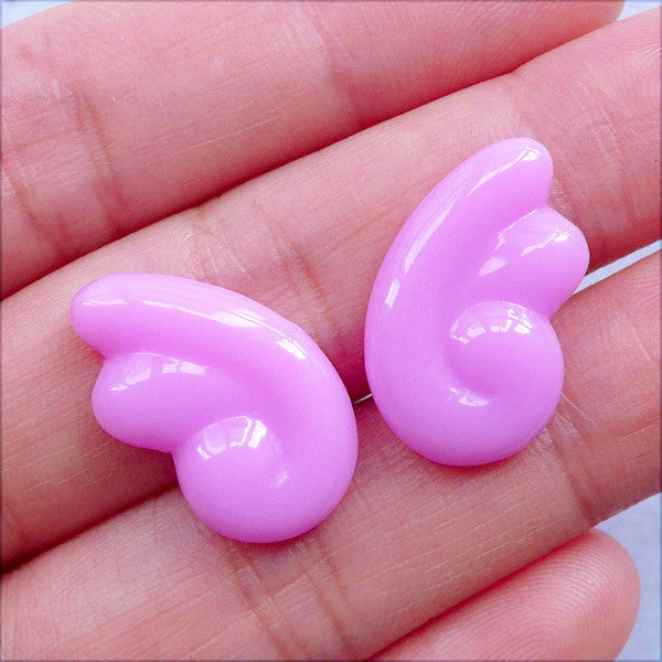 Magical Girl Angel Wing Cabochons | Kawaii Angel Wing Resin Flatback | Fairy Kei Decoden | Mahou Kei Jewellery Making | Cell Phone Deco | Kawaii Embellishments (2pcs / Purple / 12mm x 20mm / Flat Back)
