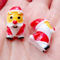 3D Santa Claus Cabochons | Kawaii Christmas Supplies | Christmas Fairy Garden | Miniature Christmas Figures | Christmas Party Decor | Christmas Table Decoration | Decoden Cabochons (2 pcs / 13mm x 18mm)