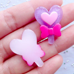 Magical Girl Heart Wand Cabochon | Mahou Kei Magic Power Stick Cabochons | Transformation Wand Cabochon | Kawaii Cabochons | Phone Case Decoden | Planner Resin Charm Making (5pcs / Assorted Mix / 20mm x 27mm / Flat Back)