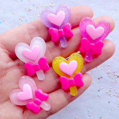Magical Girl Heart Wand Cabochon | Mahou Kei Magic Power Stick Cabochons | Transformation Wand Cabochon | Kawaii Cabochons | Phone Case Decoden | Planner Resin Charm Making (5pcs / Assorted Mix / 20mm x 27mm / Flat Back)