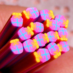 Polymer Clay Cane - Purple and Yellow Gift Box - for Miniature Food / Dessert / Cake / Ice Cream Sundae Decoration and Nail Art CCH20