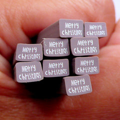 Christmas Nail Art Fimo Cane | Merry Christmas Chocolate Tag Polymer Clay Cane | Miniature Craft Supplies
