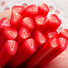 Polymer Clay Cane Strawberry Cane Fruit Fimo Cane (Cane or Slices) Miniature Sweets Dollhouse Ice Cream Sundae Decoration Nail Art CF006