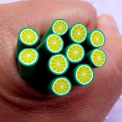 CLEARANCE Miniature Green Lime Clay Cane | Citrus Fruit Polymer Clay Canes | Fimo Nail Art Design & Dollhouse Food Craft