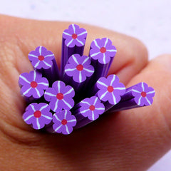 Purple Flower Fimo Canes | Floral Nail Art Polymer Clay Cane | Mini Embellishments