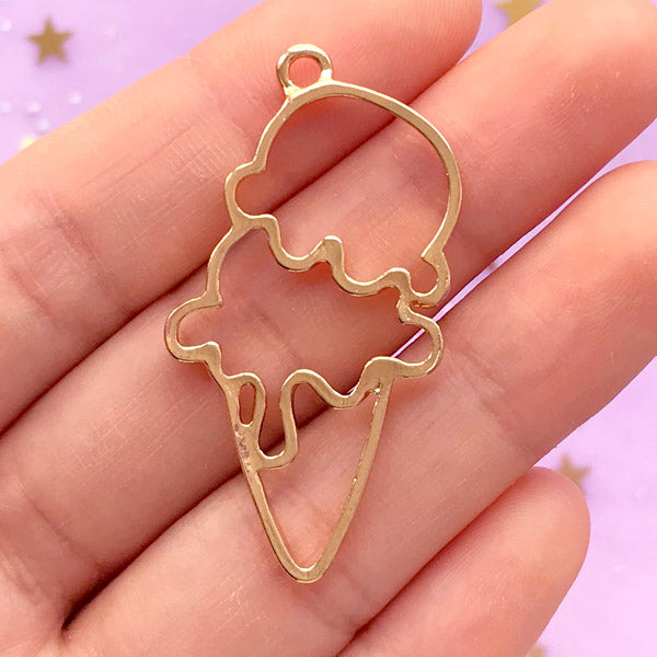 Drippy Ice Cream Open Bezel Charm for UV Resin Filling