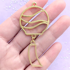 Windchime Open Bezel Charm | Japanese Wind Chime Deco Frame for UV Resin | Kawaii Craft Supplies (1 piece / Gold / 30mm x 66mm)
