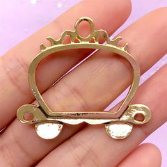Pumpkin Carriage Open Back Bezel Charm | Pumpkin Coach Pendant | Cinderella Jewelry Making | Hollow Deco Frame for Kawaii UV Resin Filling (1 piece / Gold / 40mm x 37mm)