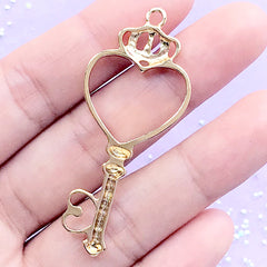 CLEARANCE Magical Girl Key Wand Open Bezel Pendant | Kawaii Charm | Mahou Kei Jewelry Supplies | UV Resin Craft Supplies (1 piece / Gold / 23mm x 53mm)