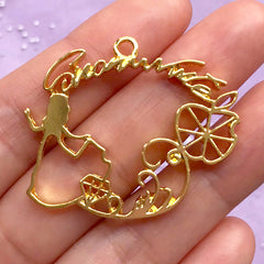 CLEARANCE Fairytale Princess Open Bezel Pendant for UV Resin Filling | Fairy Tale Jewellery Making | Kawaii Craft Supplies (1 piece / Gold / 38mm x 33mm)