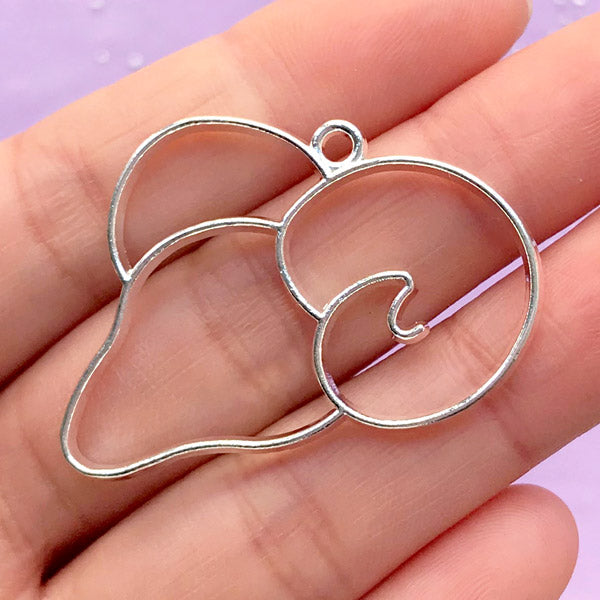 Aries Deco Frame for UV Resin Filling | Constellation Open Bezel | Horoscope Sign Charm | Zodiac Pendant (1 piece / Silver / 36mm x 33mm)