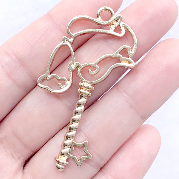 CLEARANCE Aquarius Open Backed Bezel | Zodiac Sign Charm | Constellation Deco Frame for UV Resin Filling | Horoscope Pendant (1 piece / Gold / 26mm x 51mm)