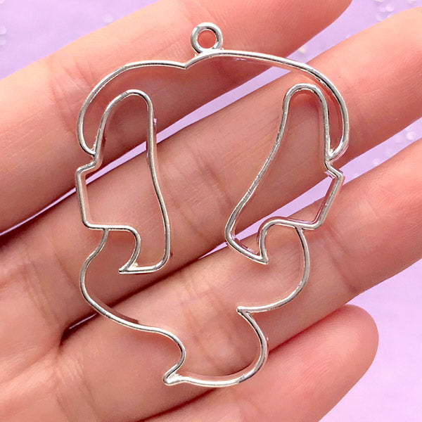 Zodiac Sign Open Bezel | Gemini Charm | UV Resin Jewellery Supplies | Constellation Deco Frame | Horoscope Pendant (1 piece / Silver / 36mm x 48mm)