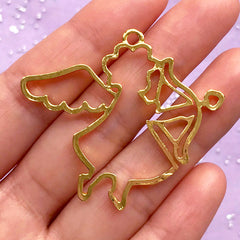 Angel Cupid Open Back Bezel Charm for UV Resin Filling | God of Love Pendant | Kawaii Jewelry DIY | Cute Deco Frame (1 piece / Gold / 46mm x 41mm)