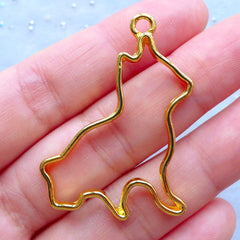 French Bulldog Open Back Bezel Pendant | Kawaii Frenchie Charm | Dog Shaped Frame for UV Resin Filling | Pet Jewellery Making (1 piece / Gold / 32mm x 40mm)