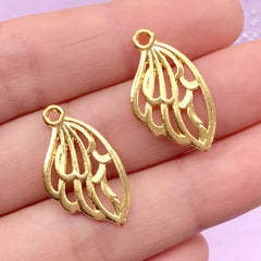 CLEARANCE Small Butterfly Wing Open Bezel Charm | UV Resin Jewellery Making | Kawaii Craft Supplies (2 pcs / Gold / 13mm x 24mm / 2 Sided)