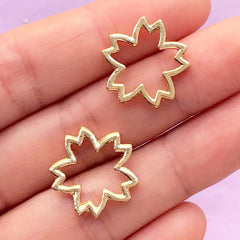 Sakura Deco Frame for UV Resin Filling | Cherry Blossom Open Bezel | Kawaii Craft Supplies (2 pcs / Gold / 18mm x 17mm)