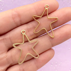 Starfish Open Bezel Charm | Sea Star Deco Frame | Marine Life Pendant | Kawaii UV Resin Jewelry Making (2 pcs / Gold / 23mm x 28mm)