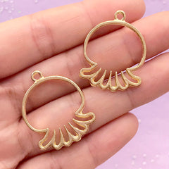 Octopus Open Bezel Charm | Sea Life Deco Frame for UV Resin Filling | Kawaii Jewellery Making (2 pcs / Gold / 23mm x 29mm)