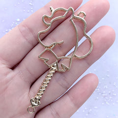 CLEARANCE Unicorn Magic Wand Open Bezel Charm | Magical Girl Wand Pendant | Kawaii UV Resin Jewelry DIY (1 piece / Gold / 35mm x 69mm / 2 Sided)