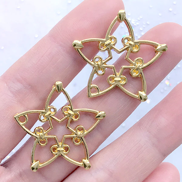 Star Open Backed Bezel Charm | Deco Frame for UV Resin Filling | Kawaii Craft Supplies (2 pcs / Gold / 29mm x 27mm)