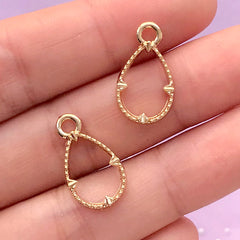 Small Tear Drop Frame Open Backed Bezel Charm | Mini Teardrop Deco Frame | Kawaii UV Resin Jewelry Supplies  (2 pcs / Gold / 11mm x 19mm)