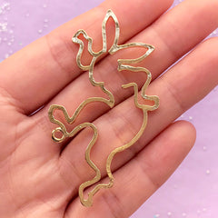 Japanese Fairytale Rabbit Open Bezel Pendant | Bunny Deco Frame for UV Resin Crafts | Kawaii Jewellery Supplies (1 piece / Gold / 32mm x 60mm)