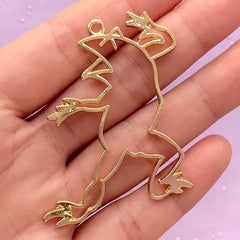 CLEARANCE Frog Open Bezel Charm in Japanese Style | Japan Fairy Tale Deco Frame for UV Resin Jewellery Making (1 piece / Gold / 40mm x 51mm)
