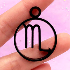 Zodiac Sign Open Bezel for UV Resin Filling | Scorpio Charm | Acrylic Horoscope Pendant | Astrology Deco Frame (1 piece / Black / 29mm x 37mm / 2 Sided)