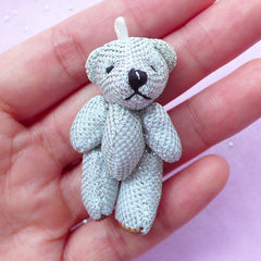Soft Plush Bear Charm | Mini Animal Doll | Bling Bling Fabric Toy (25mm x 45mm)