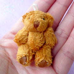 Furry Bear Charm | Mini Stuffed Animal Toy | Fabric Soft Plush Doll (29mm x 45mm)