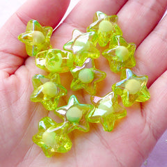 Aurora Borealis Star Beads | AB Acrylic Beads (Apple Green / 10 pcs / 16mm)