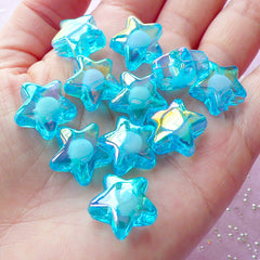 Kawaii AB Star Beads | Aurora Borealis Acrylic Beads (Sky Blue / 10 pcs / 16mm)